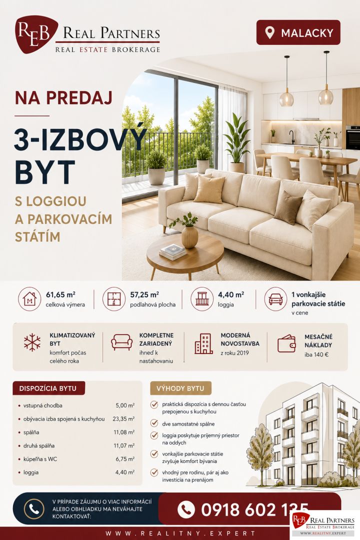 reb.sk na predaj 3 izbový byt malacky