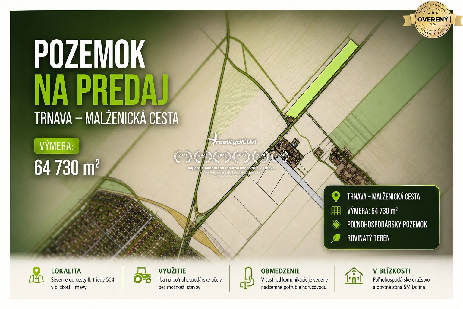 pozemok na predaj trnava, malženická cesta