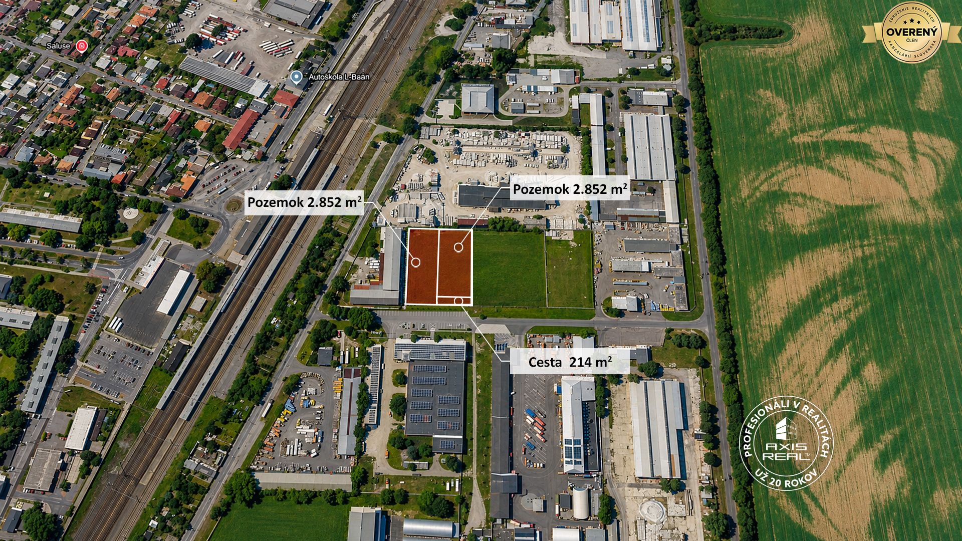 axis real komerčný stavebný pozemok 2.959 m2, piešťany
