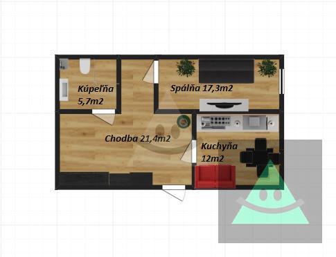 1- izbový byt na prenájom s výmerou 57m2, jahodníky