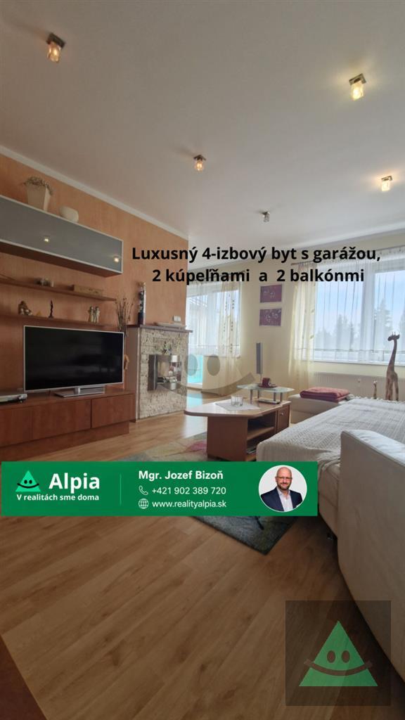 veľkometrážny 4-izbový byt s garážou v prestížnej lokalite poprad juh