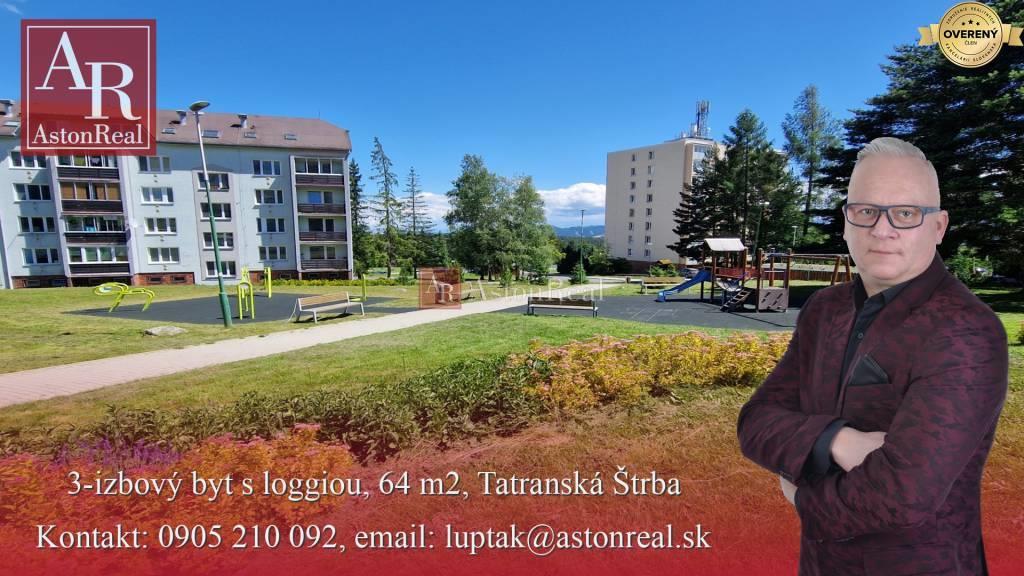 na predaj slnečný 3-izbový byt s loggiou, 64 m2, tatranská štrba