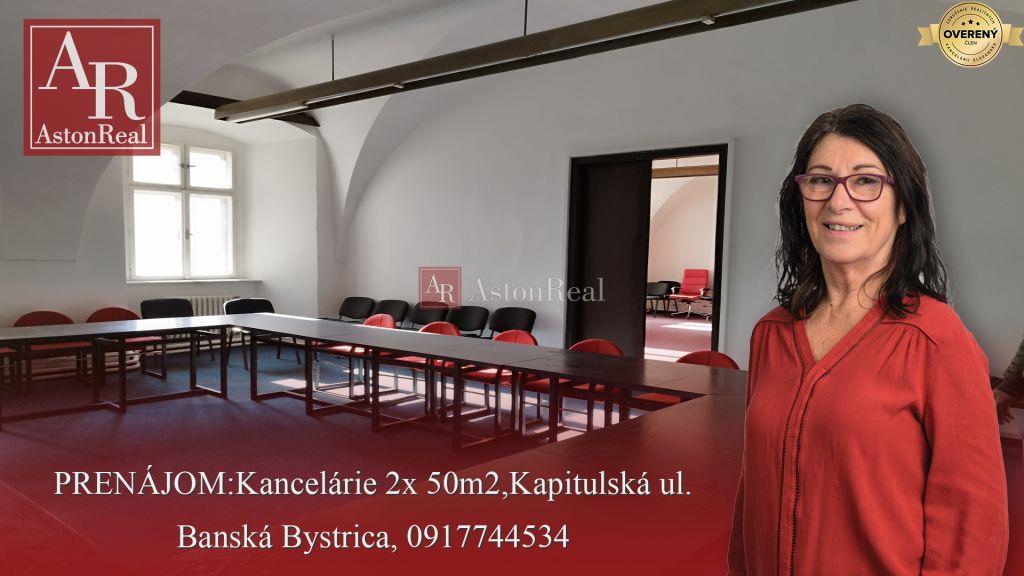 prenájom kancelárie 2x 50m2, kapitulská ul.banská bystrica