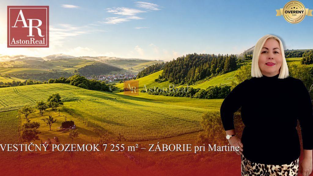 predaj investičný pozemok 7 255 m2 záborie pri martine