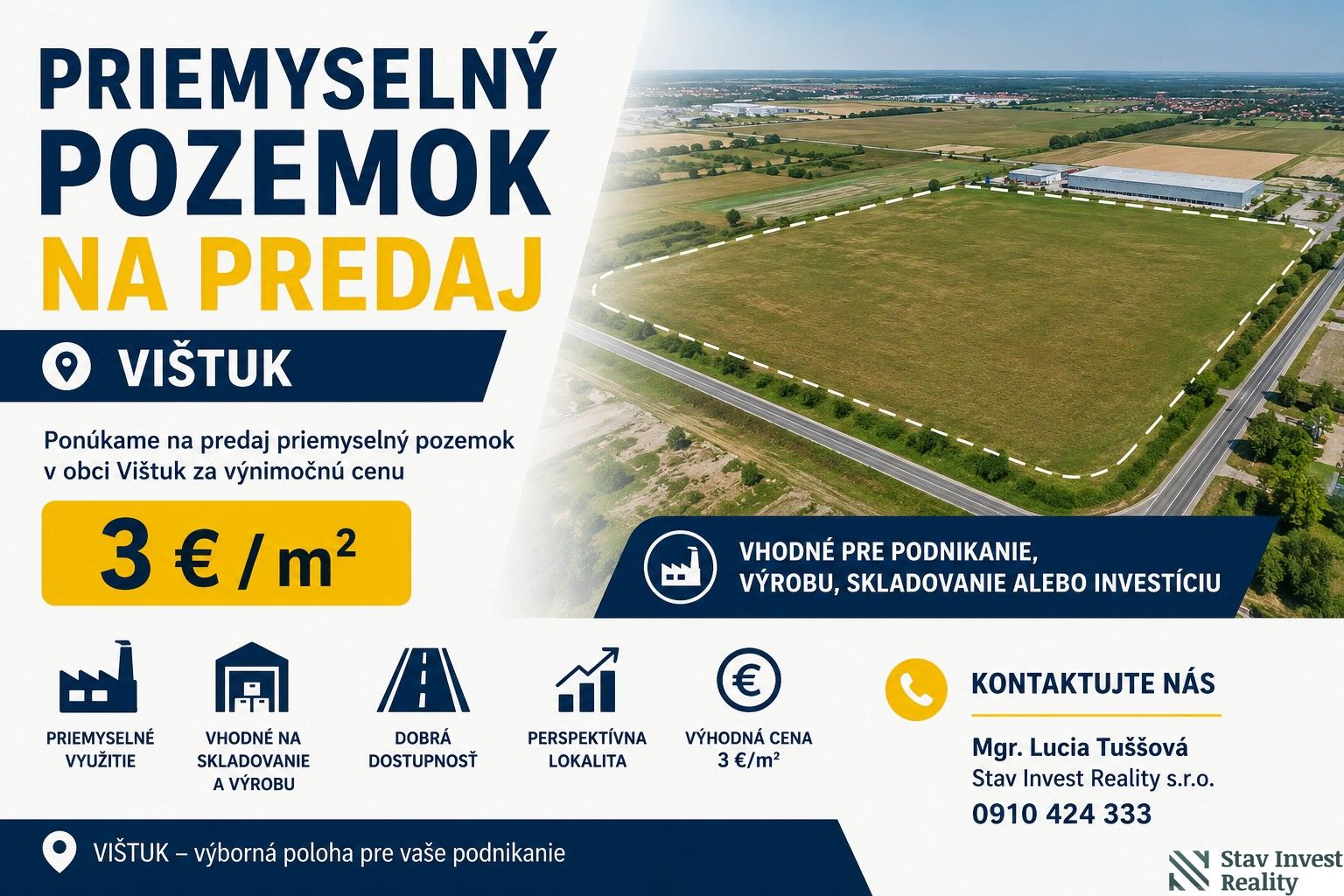 priemyselný pozemok na predaj vištuk