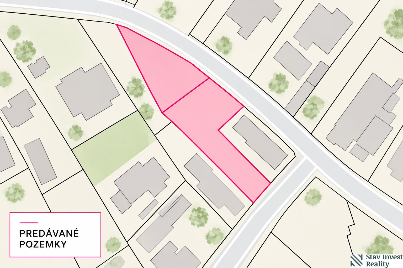 stavebný pozemok 1 210 m² hrubá borša dva samostatné vstupy