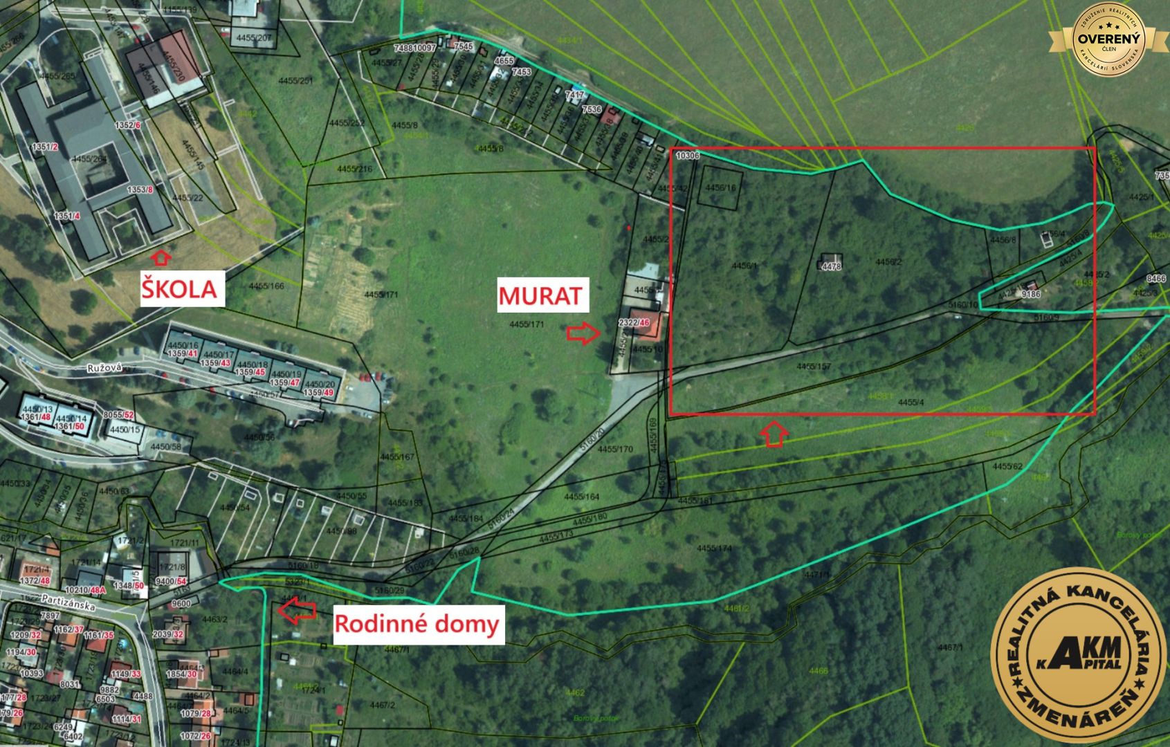podborová investičný stavebný pozemok 17833 m² borovia - obytná zóna